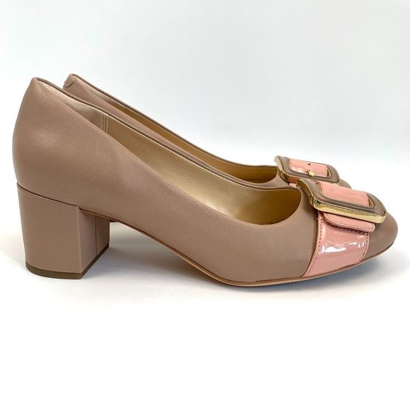 Clarks Shoes - NWOT Clarks Leather Orabella Fame Nude Pink Block Heel Pumps Women's Size 8.5